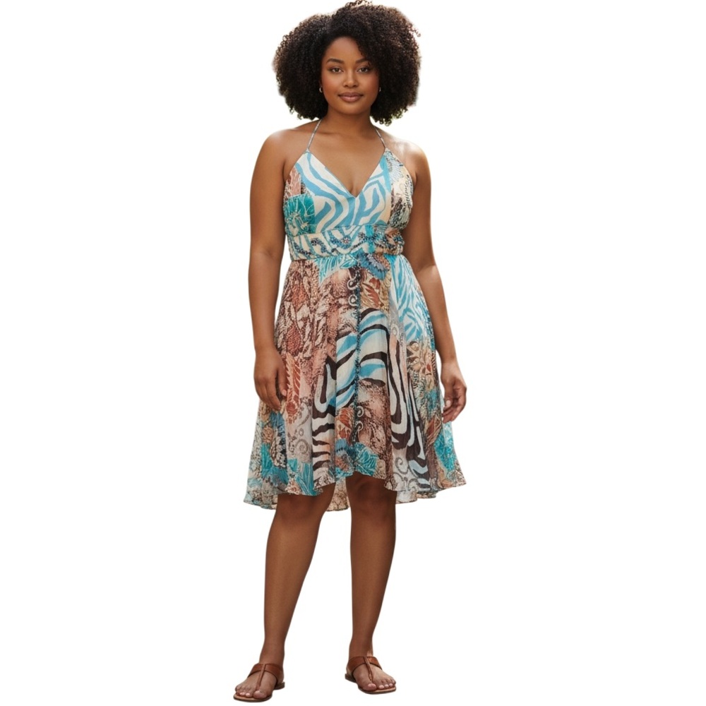 Issue New York NWT Silk Beaded Lined Midi Dress, size 14